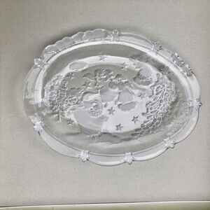 Glass Oval Plate Angels Christmas Decoration 9.5"x7" (snack Plate)